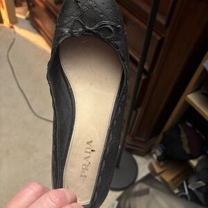 Prada Black Leather Ballet Flat